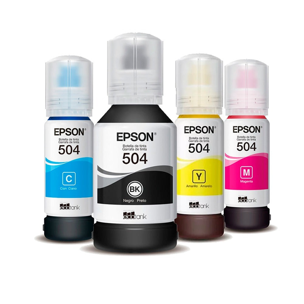 Pack de Tintas EPSON T504 Negro, Amarillo, Cian y Magenta – PERU DATA