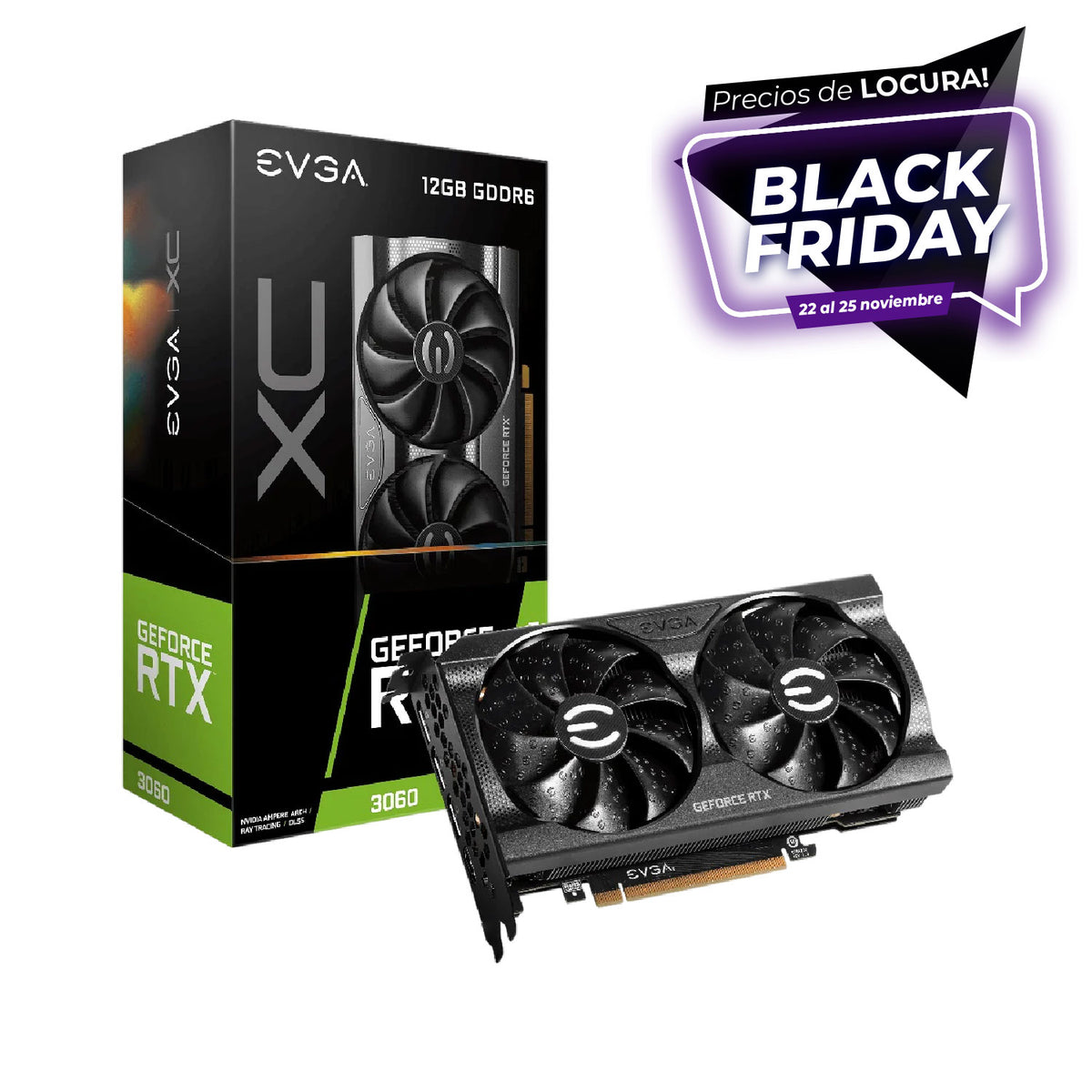 Tarjeta de Video EVGA RTX 3060 XC BLACK 12GB GDDR6