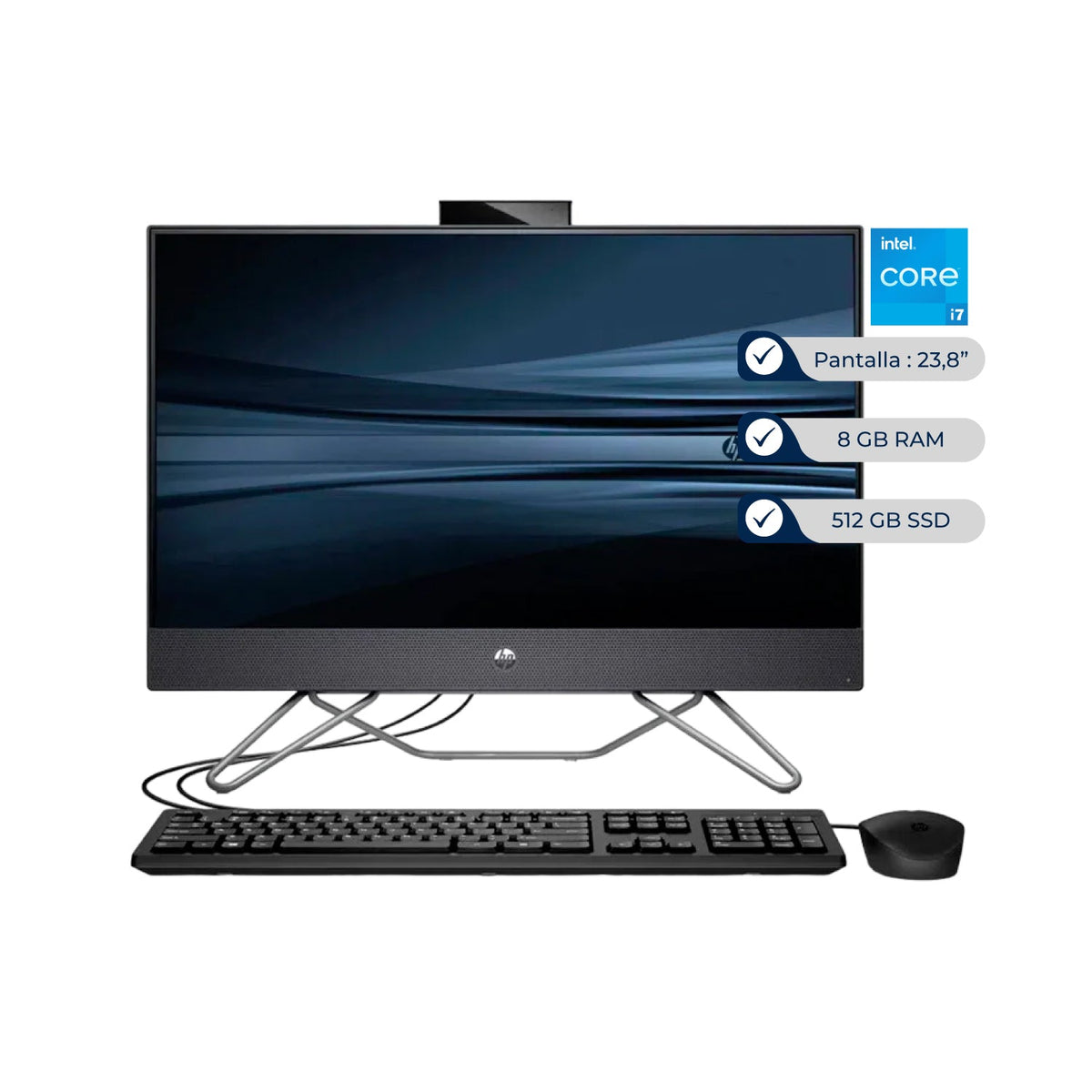 AIO HP ProOne 240 G9, i7-1255U, 8GB DDR4, 512GB SSD, 23.8" LED FHD, FreeDOS 1 Año (9Q8R5LA#ABM)