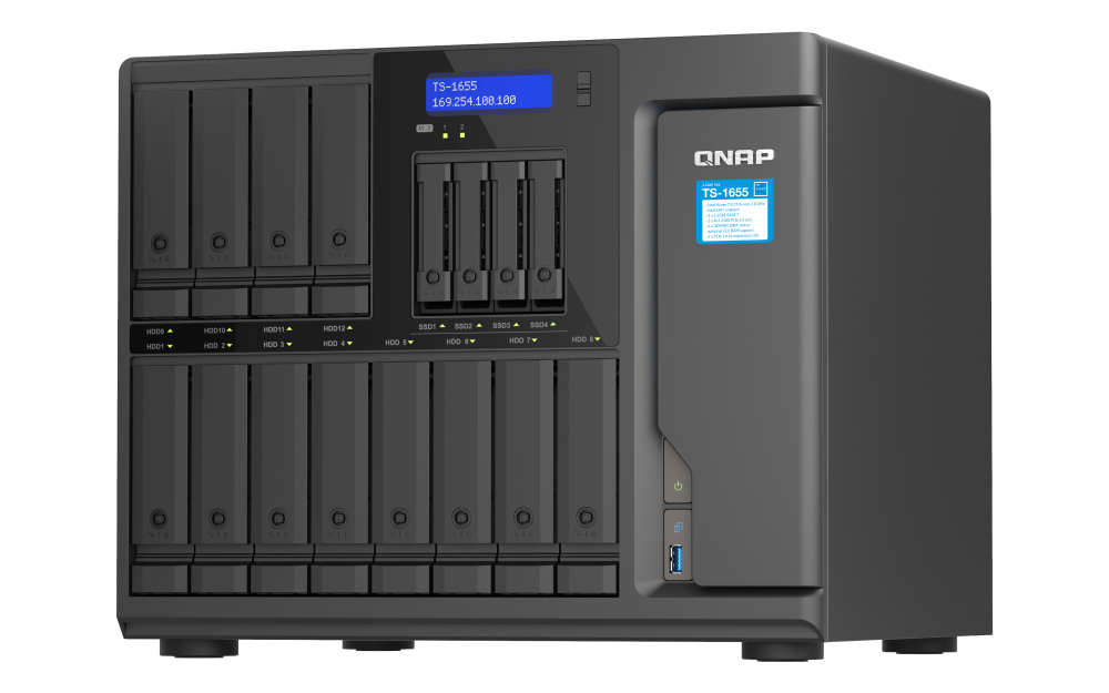 Almacenamiento NAS QNAP TS-1655-8G, 60TB, 4C, 8GB RAM,  12x3.5 bahías, 2 años