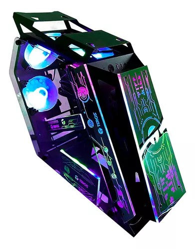 Case Gamer Teros TE1312, Mid Tower, MicroAtx, Sin Fuente, C/ Vidrio templado, Fan ARGB, Negro, 1Y (TE-1312G)