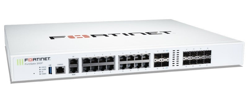 Firewall FortiGate-200F, 18 RJ45, 8 SFP, 4 SFP+, doble fuente, 3Y solo hardware (FG-200F)