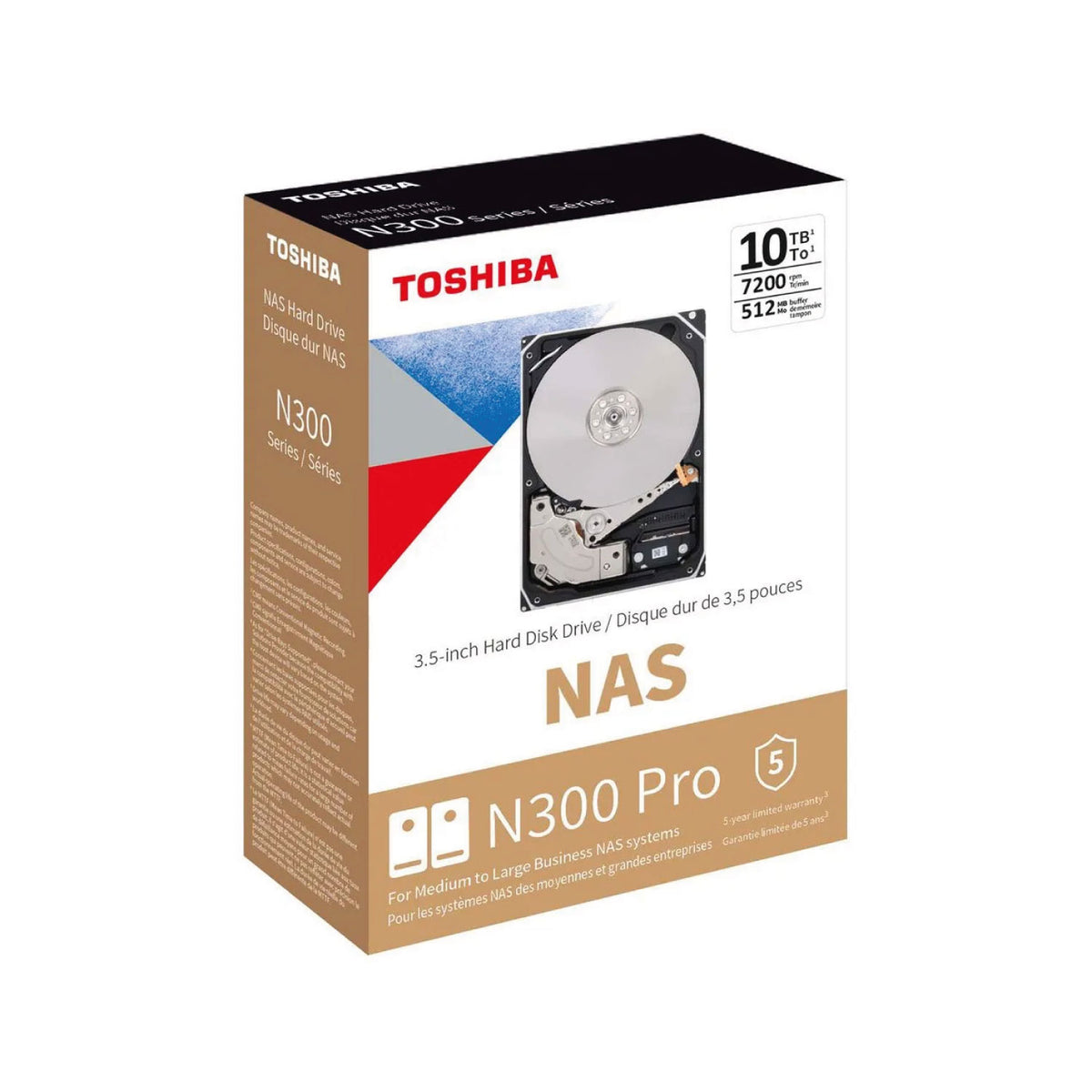 Disco Duro NAS Toshiba N300 PRO, 10TB, 3.5", Sata 6.0Gbps, 7200rpm, 5Y (HDWG71AXZSTB)