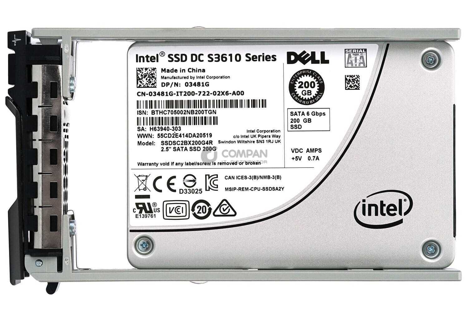 Disco Duro Servidor Dell 200GB SSD, SATA 6Gbps, 2.5", HotPlug, 1Y (400-ATFR)