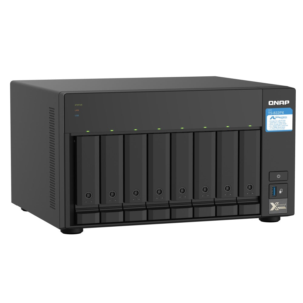 Almacenamiento NAS QNAP TS-832PX-4G, 50TB, 4C, 4GB RAM, 8 bahías, 2 años