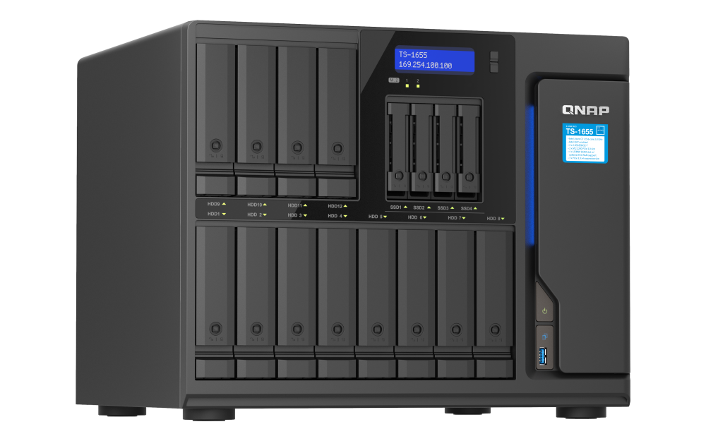 Almacenamiento NAS QNAP TS-1655-8G, 30TB, 4C, 8GB RAM,  12x3.5 bahías, 2 años