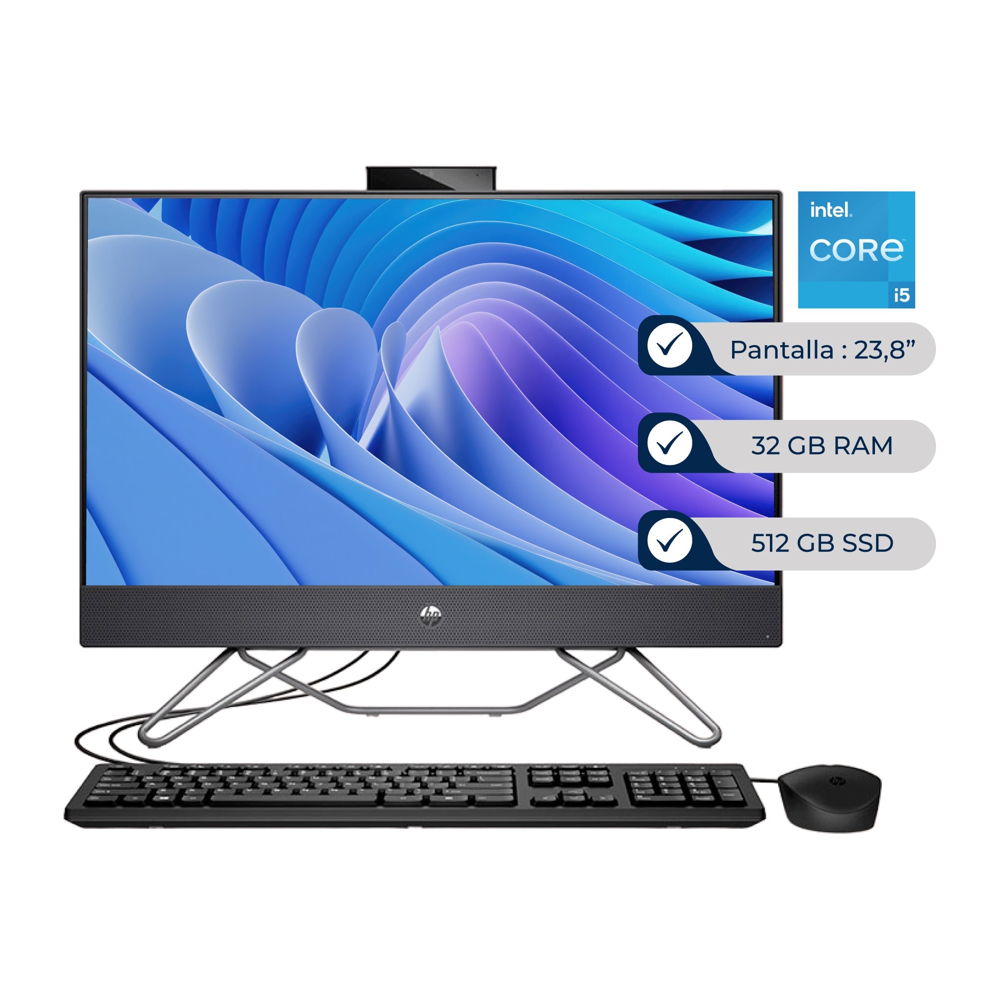 AIO HP ProOne 240 G9, I5-1235U, 32GB, SSD 512GB, FHD 23.8", FreeDOS, 1 Año ( 9P342LA#ABM)