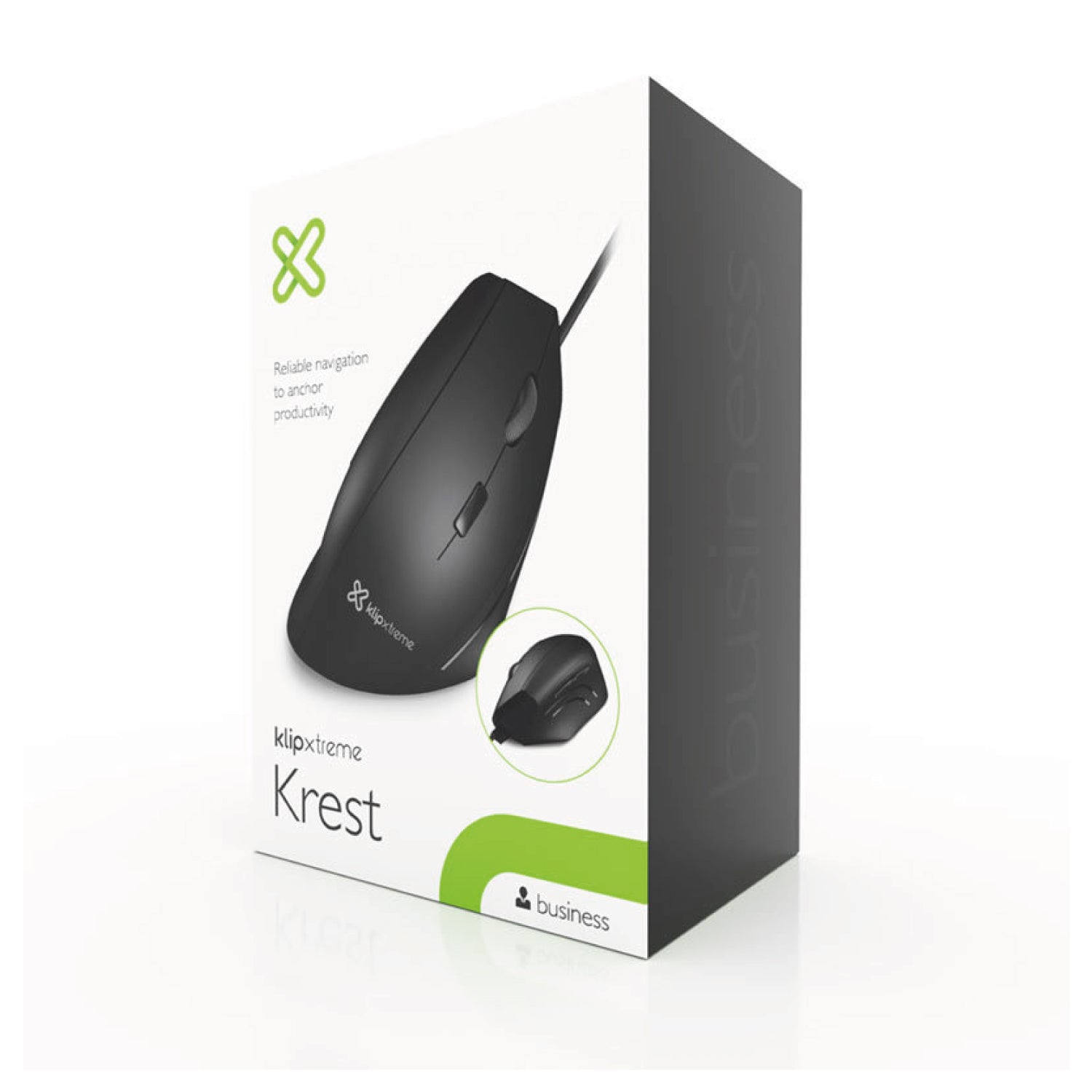 Mouse Klip Xtreme Krest, Ergonomico, USB, 1600DPi, 6 Botones, Negro, 1 Año (KMO-505)