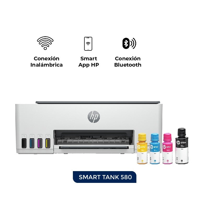 Impresora Mult. HP Smart Tank 580, USB, WiFi, Bluetooth (1F3Y2A)