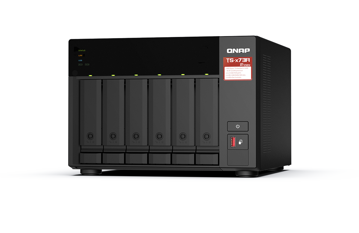 Almacenamiento NAS QNAP TS-673A-8G, 50TB, 4C, 8GB RAM, 6 bahías, 2 años