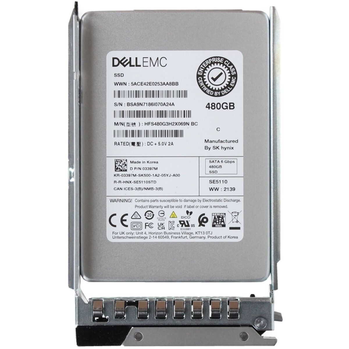 Disco Duro Servidor Dell 480GB SSD, SATA 2.5, 6Gbps (MTFDDAK480TDS-1AW1ZABDA) Ensamble