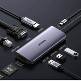 Adaptador UGREEN CM179 USB-C a 1 Hub (USB 3.0 + HDMI + VGA + RJ45 + TF + SF + SD)