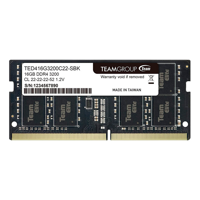 Memoria Sodimm TeamGroup Elite, 16GB, DDR4, 3200MHZ, CL22, 1Y (TED416G3200C22-S01)