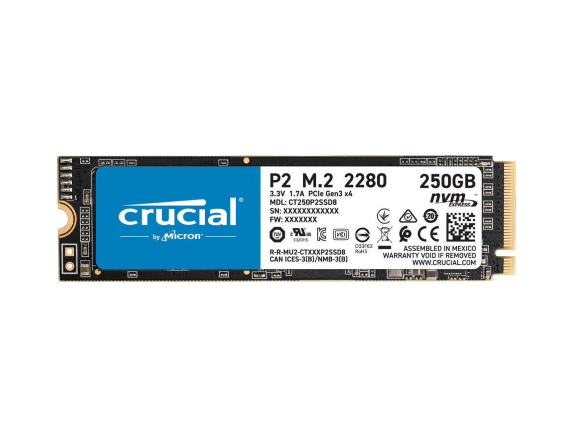 Disco Sólido Crucial P2 250GB M.2 PCIe NVMe 2100 MB/s