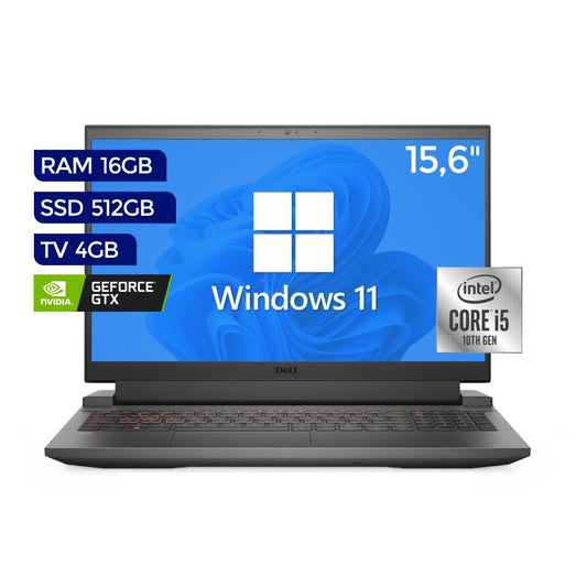 Laptop Gaming Dell G5 5510 Intel Core i5-10Gen, RAM 16GB, SSD 512GB,  4GB GTX1650, 15.6" FHD, W11H (VK6GP) 1000