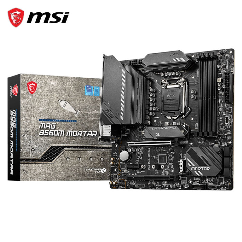MB MSI MAG B560M MORTAR, Intel LGA1200, 10ma - 11Gen, Tipo C, DDR4, DisplayPort, HDMI, 1Y