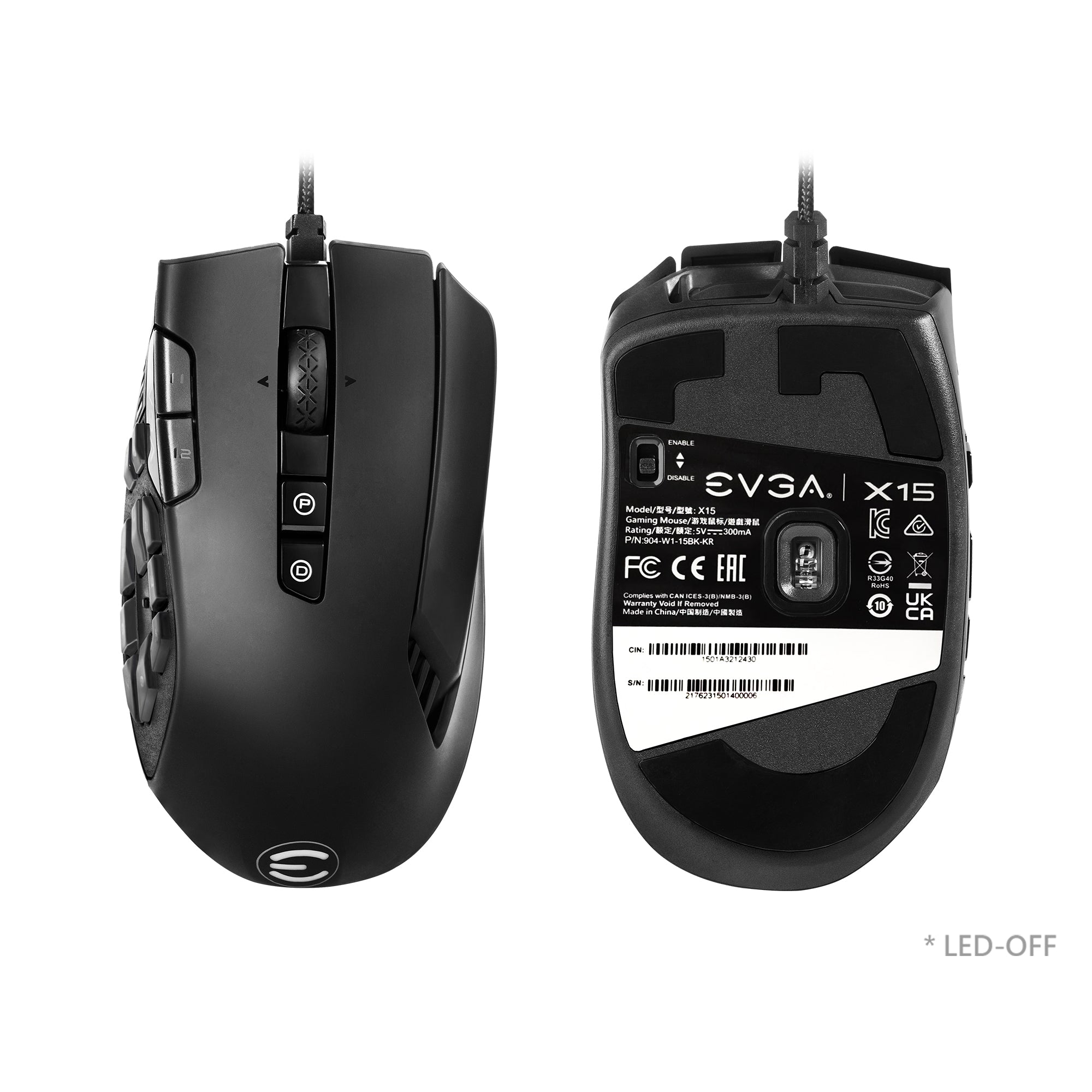 Mouse Gamer EVGA  X15 USB 2.0 Tipo A 10Botones DPI:16000