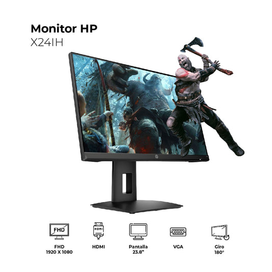 Monitor HP X24IH 23.8", LED IPS, FullHD 144 Hz, HDMI, DisplayPort, Gira 180º, Pivot 1081