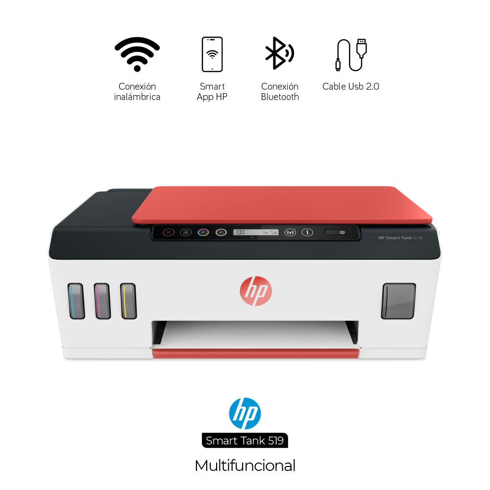 Impresora Mult. HP Smart Tank 519, USB, WiFi, Bluetooth (3YW73A)