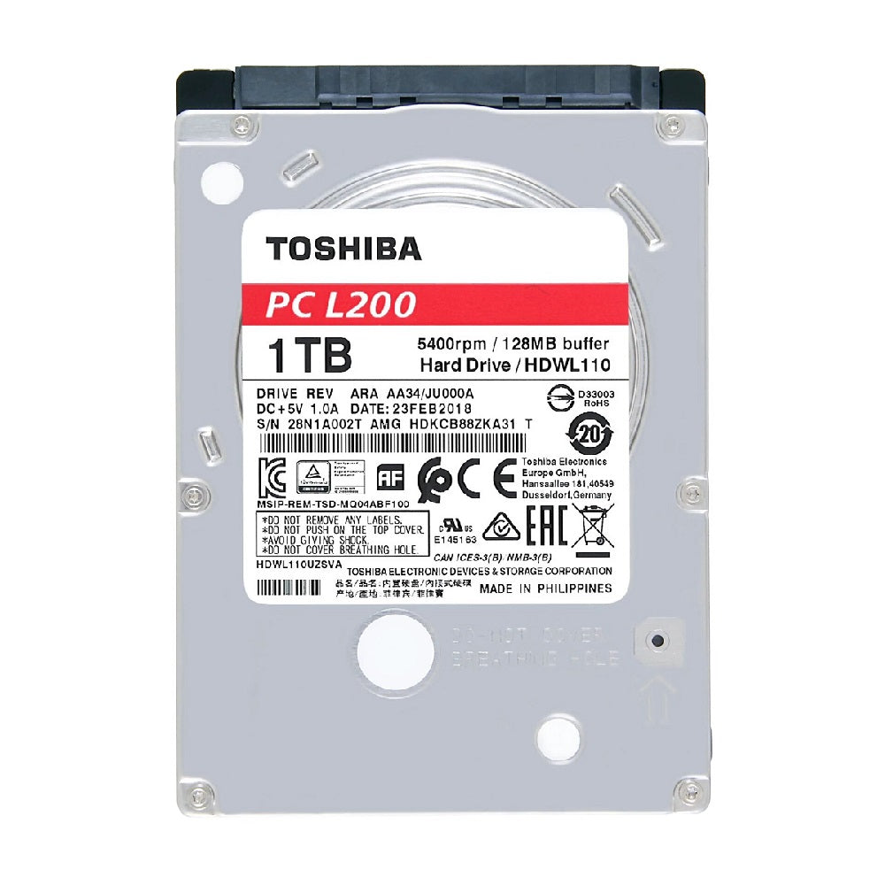Disco Duro Toshiba L200, 1TB SATA 6.0GB/s, 5400 RPM, 128MB Cache, 2.5", Para Notebook