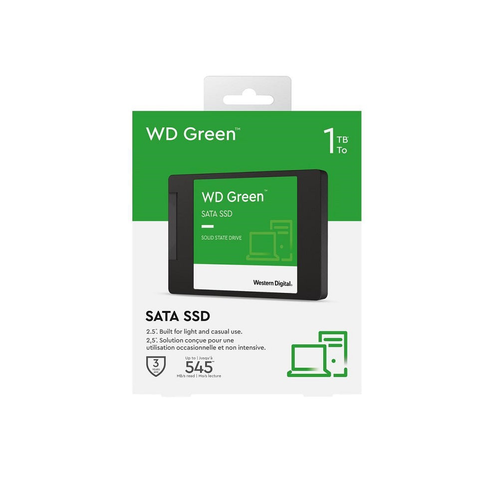 Disco Solido Western Digital, Green, 1TB, Sata 6Gb/s, 545 MB/S, 2.5", 1Y, (WDS100T3G0A)